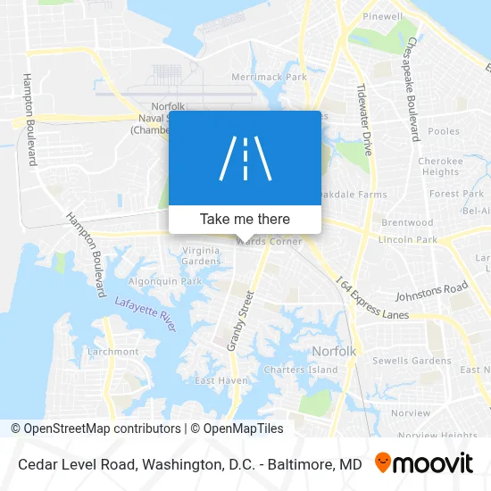 Cedar Level Road map