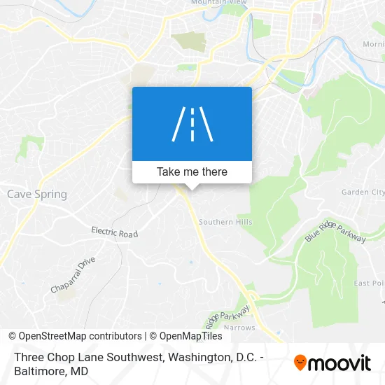 Three Chop Lane Southwest map