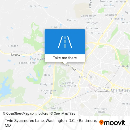 Twin Sycamores Lane map