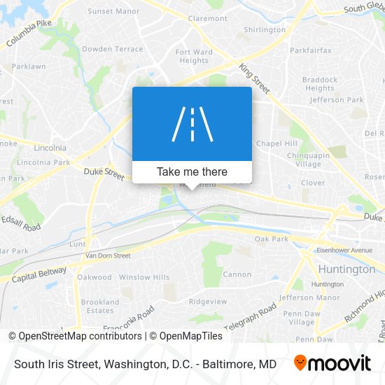 South Iris Street map