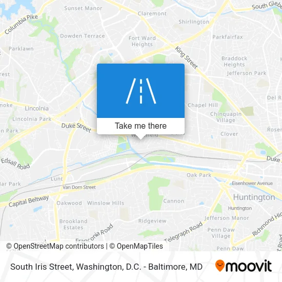 South Iris Street map