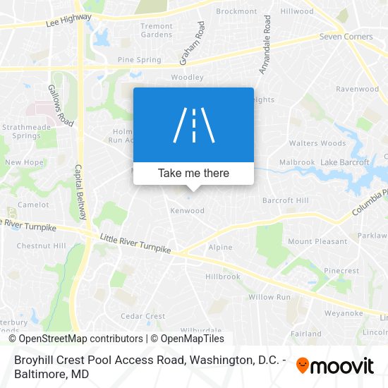 Broyhill Crest Pool Access Road map