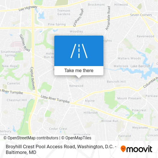 Broyhill Crest Pool Access Road map