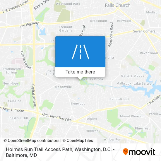 Holmes Run Trail Access Path map