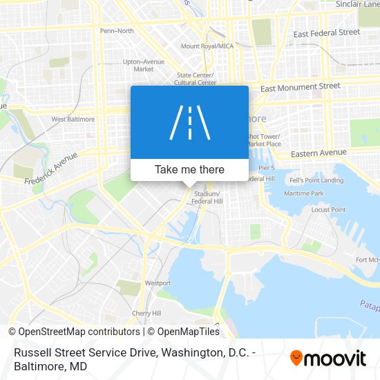 Mapa de Russell Street Service Drive