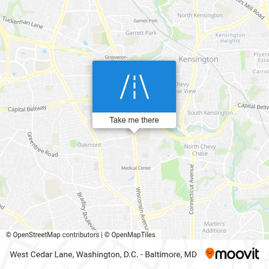 West Cedar Lane map