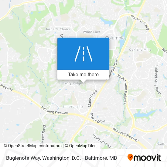 Buglenote Way map