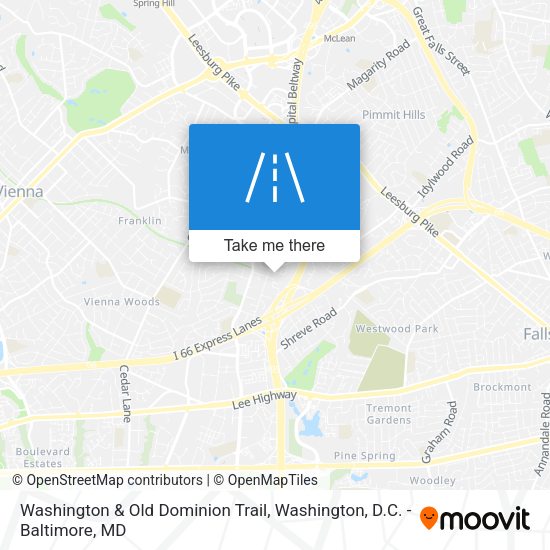 Washington & Old Dominion Trail map