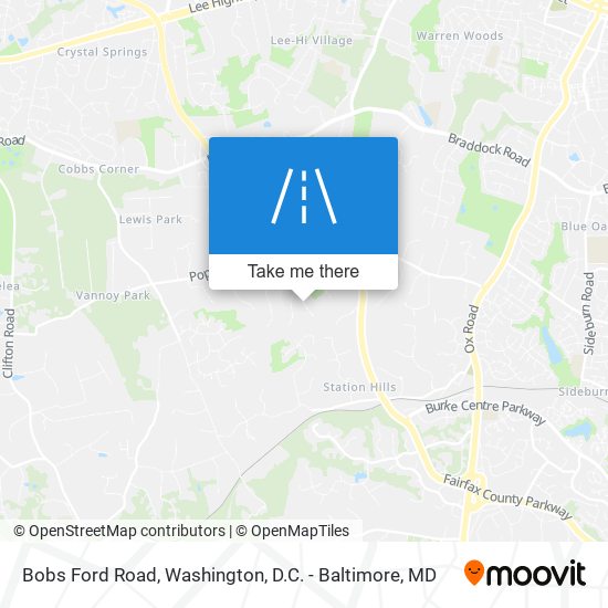 Bobs Ford Road map
