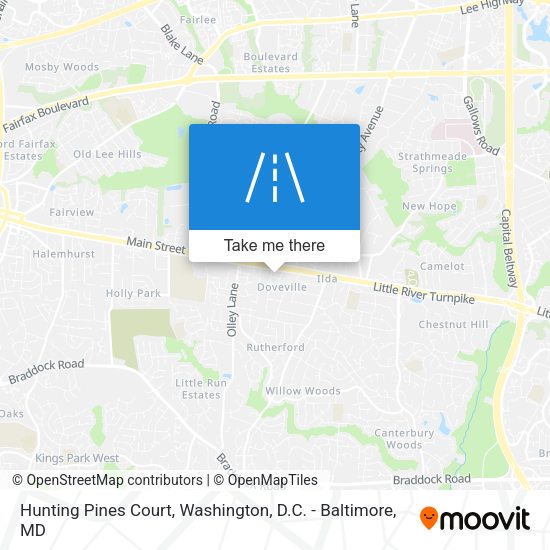 Hunting Pines Court map