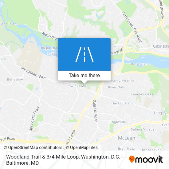Woodland Trail & 3/4 Mile Loop map