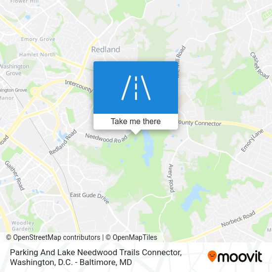 Parking And Lake Needwood Trails Connector map