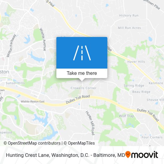 Hunting Crest Lane map