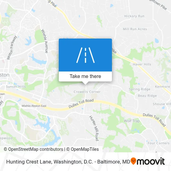 Hunting Crest Lane map