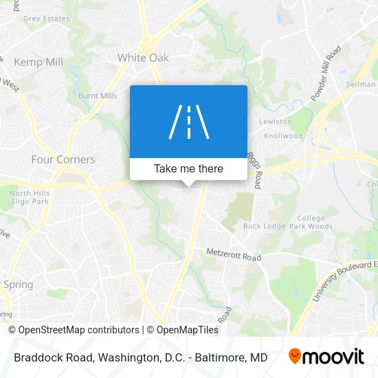 ¿Cómo llegar a Braddock Road, Montgomery County en autobús o metro?