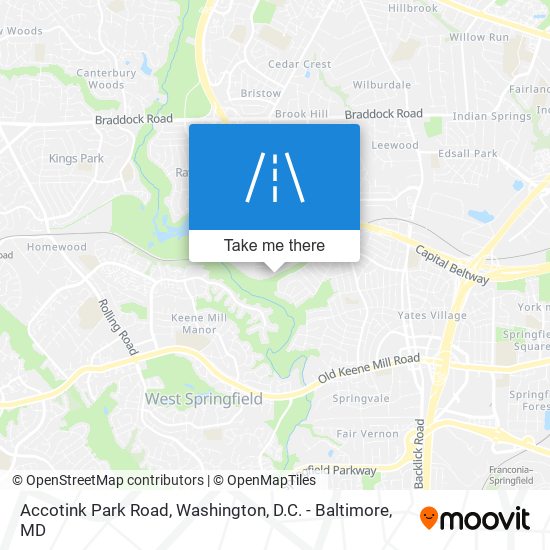 Accotink Park Road map
