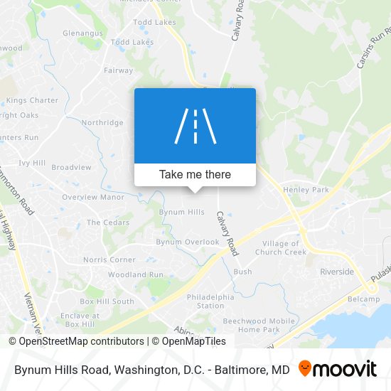 Bynum Hills Road map