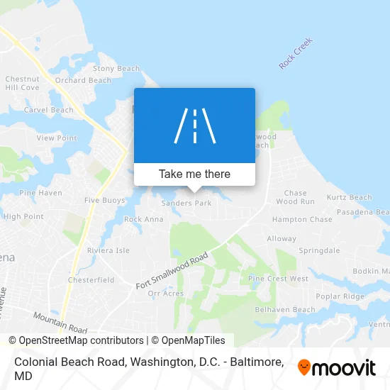 Colonial Beach Road map