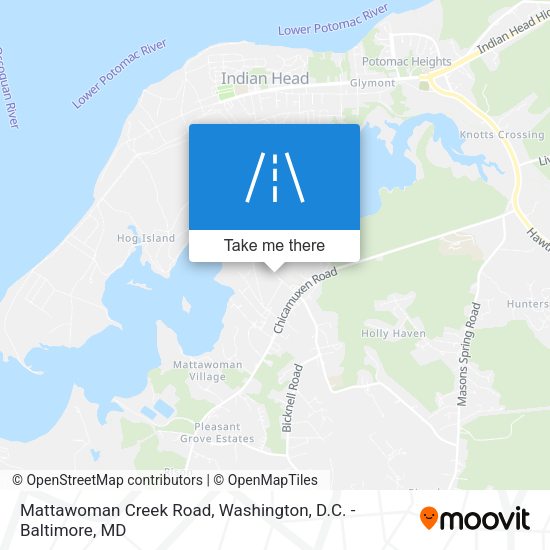 Mattawoman Creek Road map