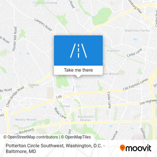 Potterton Circle Southwest map