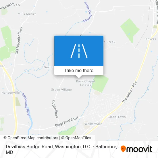 Devilbiss Bridge Road map