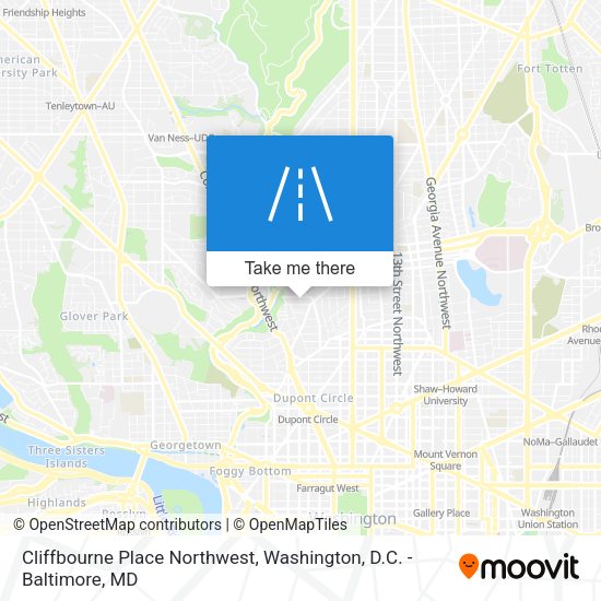 Mapa de Cliffbourne Place Northwest