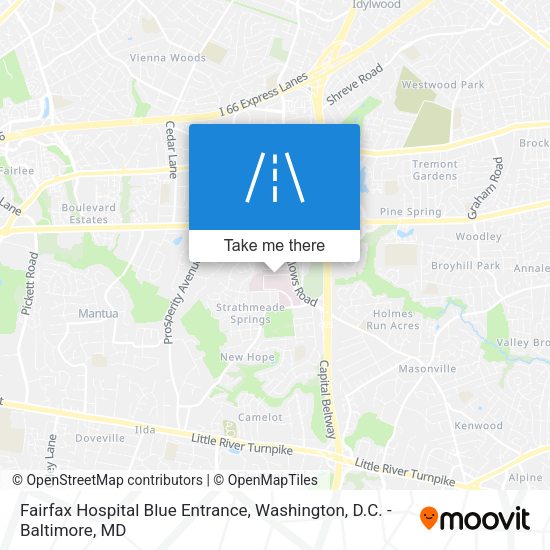 Fairfax Hospital Blue Entrance map