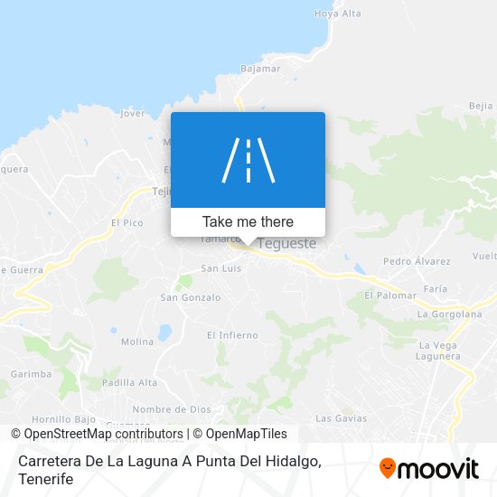 Carretera De La Laguna A Punta Del Hidalgo map