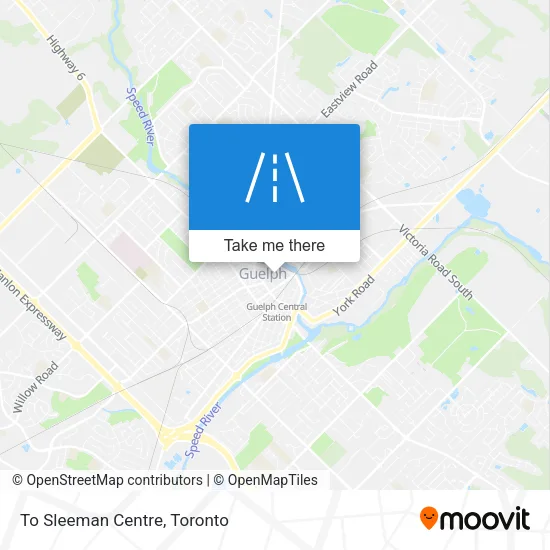 To Sleeman Centre map