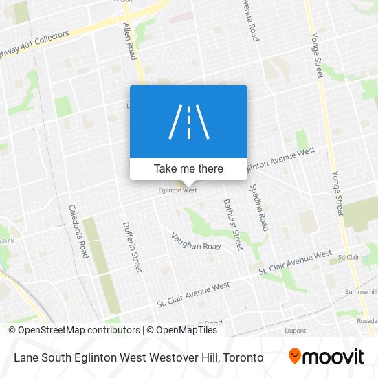 Lane South Eglinton West Westover Hill map