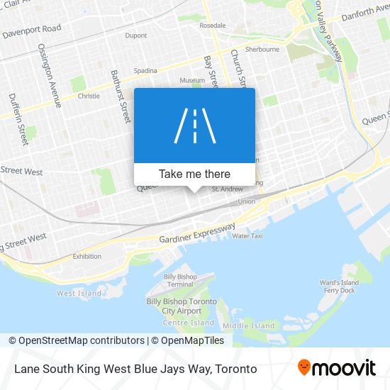Lane South King West Blue Jays Way map