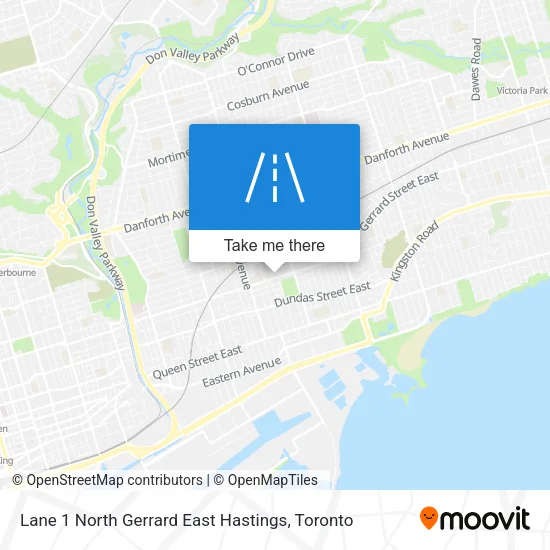 Lane 1 North Gerrard East Hastings map