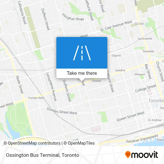 Ossington Bus Terminal map