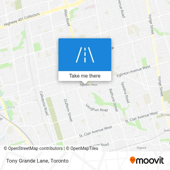 Tony Grande Lane map