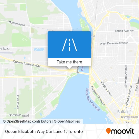 Queen Elizabeth Way Car Lane 1 map