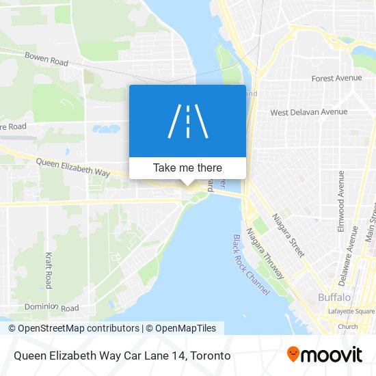 Queen Elizabeth Way Car Lane 14 map
