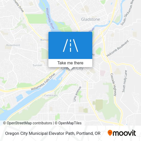 Mapa de Oregon City Municipal Elevator Path