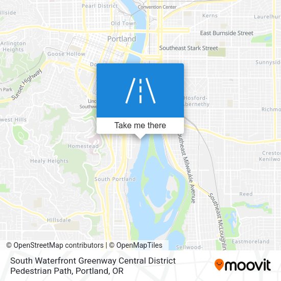 South Waterfront Greenway Central District Pedestrian Path map