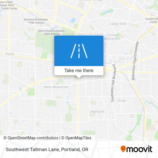 Southwest Tallman Lane map