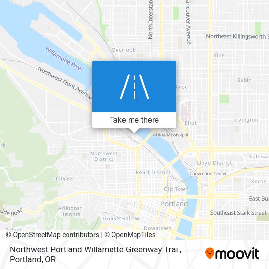 Mapa de Northwest Portland Willamette Greenway Trail