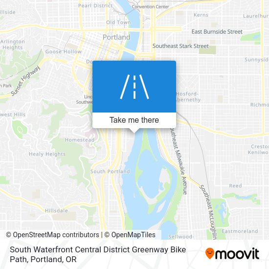 South Waterfront Central District Greenway Bike Path map