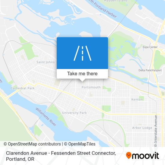 Mapa de Clarendon Avenue - Fessenden Street Connector