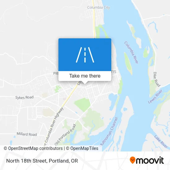 North 18th Street map