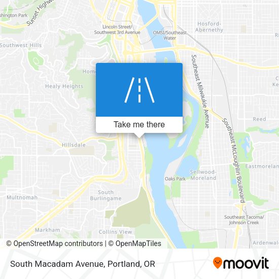 South Macadam Avenue map