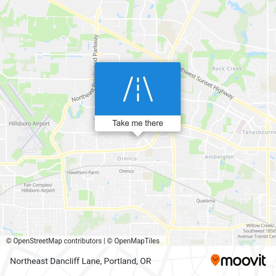 Northeast Dancliff Lane map