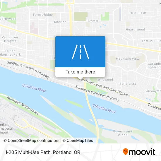 I-205 Multi-Use Path map