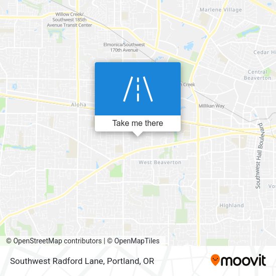 Southwest Radford Lane map