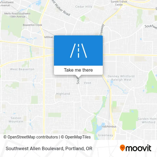 Southwest Allen Boulevard map