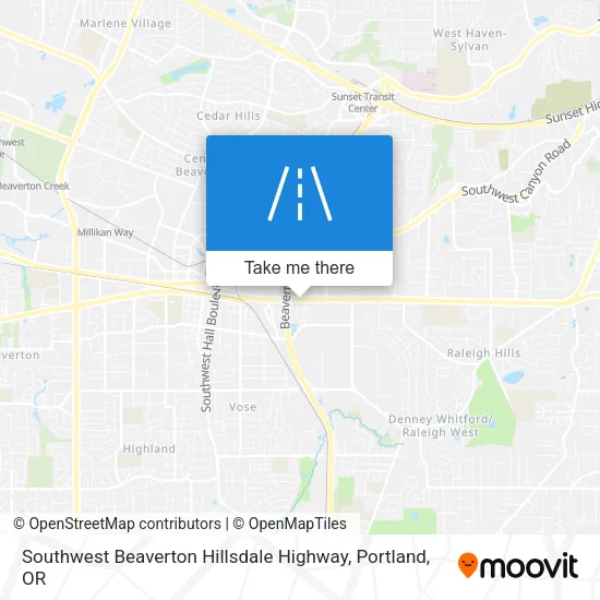 Southwest Beaverton Hillsdale Highway map