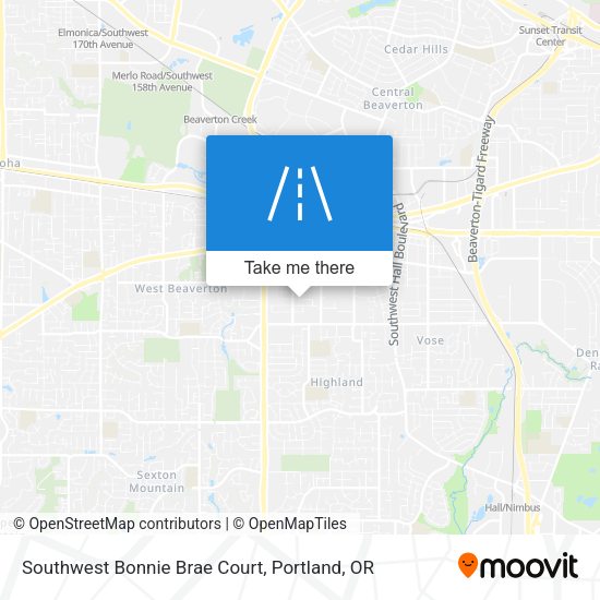Southwest Bonnie Brae Court map